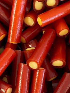 Swedish Candy Rhubarb Logs With Lemon Cream