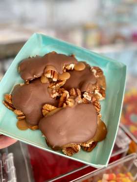 Big Milk Chocolate Pecan Frog Made by Nantasket Sweets In A Gift Box