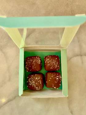 Sea Salt Dark Chocolate Caramels 4 In A Gift Box