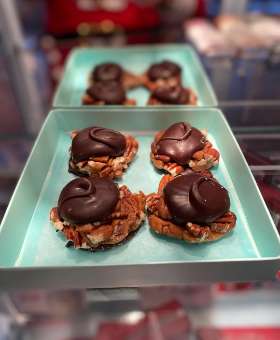 Big Dark Chocolate Pecan Frog Made By Nantasket Sweets In A Gift Box