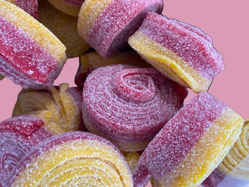 Strawberry and Lemon Sour Gummy Roll Swedish Candy
