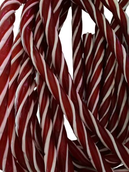 Two Feet Long Swedish Candy Log Sour Wild Strawberry, Sour Fizzy Blue And Candy Cane Twist