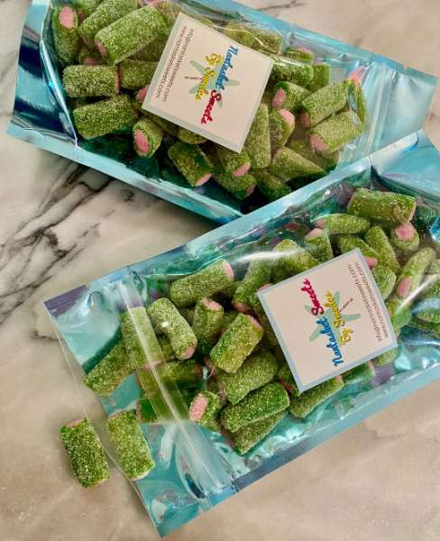 Rambo Watermelon Melon Logs with Creamy Raspberry Filling Swedish Candy