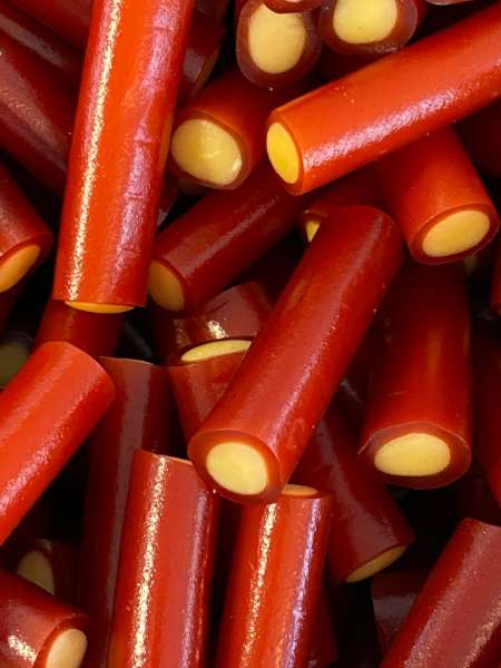 Swedish Candy Rhubarb Logs With Lemon Cream