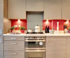 M7 Modern horizontal grain melamine kitchen