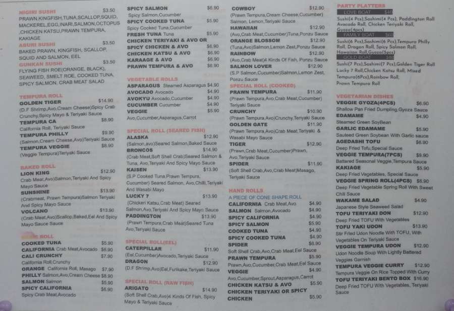 Kaisen Restaurant Menu