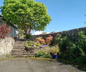 Main entrance steps from private driveway