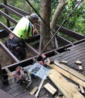 Working on triangle ended deck