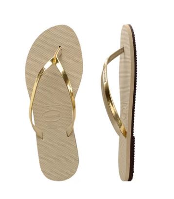 HAVAIANAS YOU WOMENS METALLIC SAND GREY/LIGHT GOLDEN THONGS