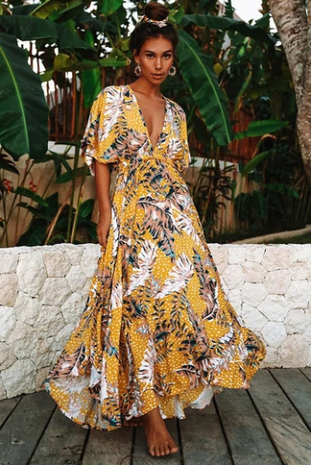 LE SALTY WOMENS HAVANA MAXI DRESS - AMBER
