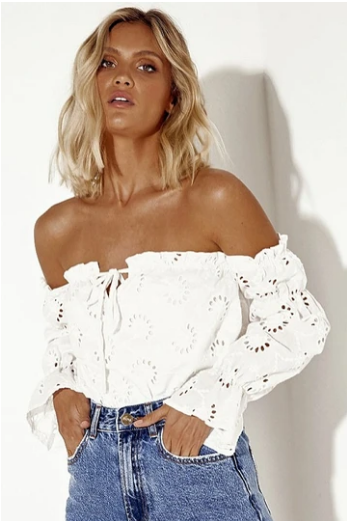 Sundays The Label WOMENS HOLLY TOP WHITE LACE