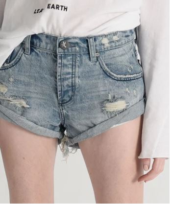 ONETEASPOON WOMENS SALTY BANDITS DENIM SHORT- SALTY DOG BLACK LEATHER