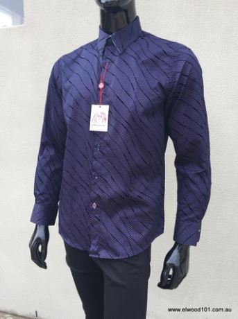 JOHN LENNON MENS MORRISON SHIRT - NAVY/PINK