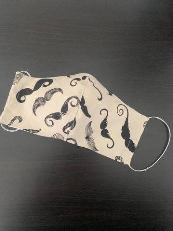 DEA THE LABEL MENS REUSABLE FACE MASK WITH MEDICAL GRADE INSERT - MOUSTACHE PRINT