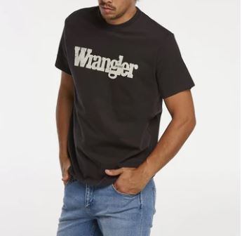 WRANGLER MENS OUTLINES SS TEE - WORN BLACK