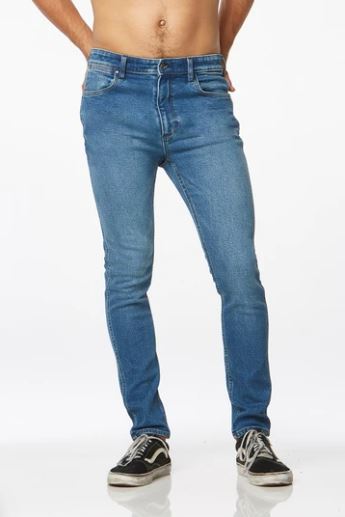 WRANGLER MENS STRANGLER R28 SUPER SKINNY JEANS - BON BLUE