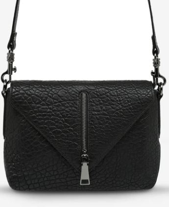 STATUS ANXIETY WOMENS EXILE LEATHER BAG - BLACK BUBBLE