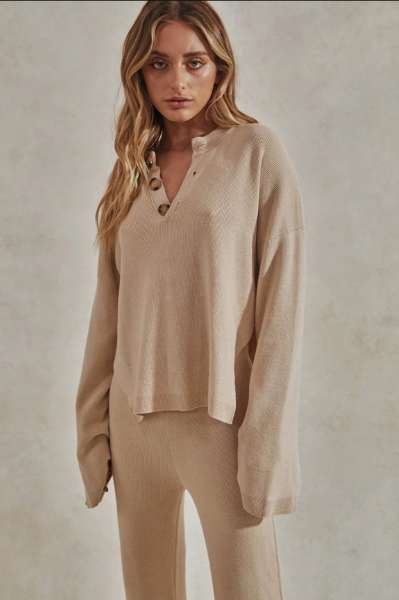SUNDAYS THE LABEL WOMENS HERO KNIT TOP - BEIGE