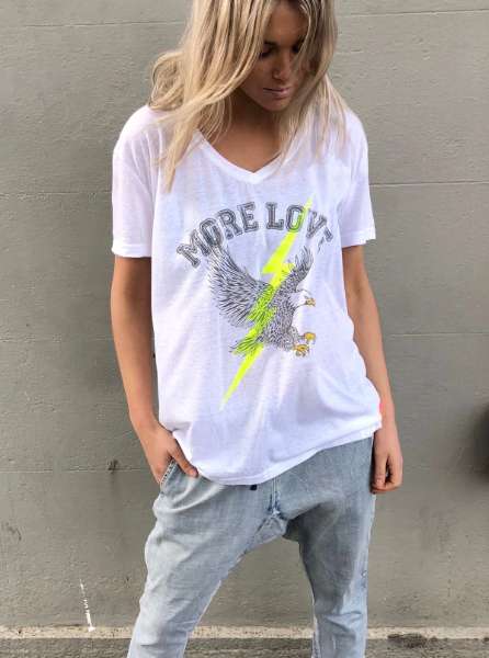 PRE ORDER CAT HAMMILL WOMENS EAGLE V NECK TEE - WHITE