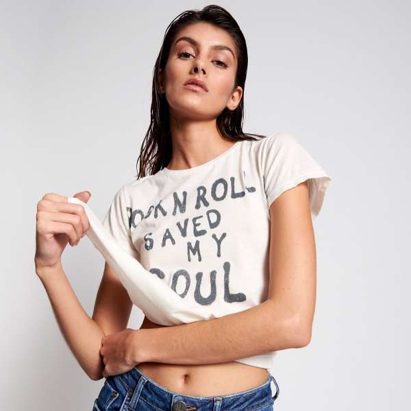 ONETEASPOON WOMENS ROCK & ROLL FITTED TEE - WHITE