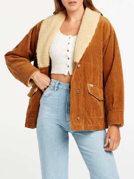 WRANGLER WOMENS OLDEST STORY CORD JACKET - TAN