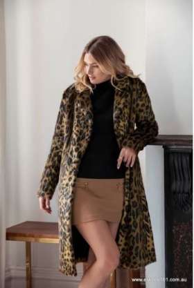 UNREAL FUR WOMENS THE LONG WEEKEND COAT - CLASSIC LEOPARD