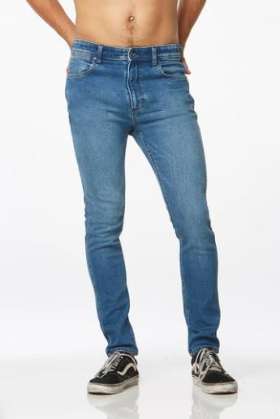 WRANGLER MENS STRANGLER R28 SUPER SKINNY JEANS - BON BLUE