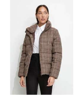 PRE ORDER SPECIAL PRICE UNREAL FUR WOMENS CAMBRIDGE PUFFER JACKET - CHOCOLATE & CARAMEL CHECK