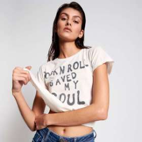 ONETEASPOON WOMENS ROCK & ROLL FITTED TEE - WHITE
