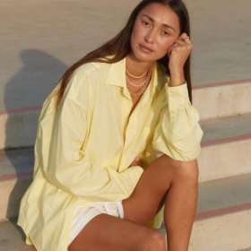 BLANCA WOMENS JONES OVERSIZED SHIRT - YELLOW