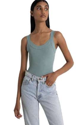 BAYSE BRAND WOMENS LOLA SINGLET BODYSUIT - SEAFOAM