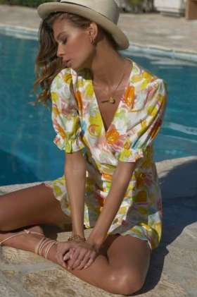 RUNAWAY THE LABEL WOMENS ZOLA MINI DRESS - CITRUS PRINT