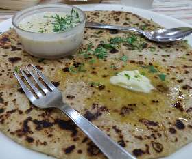 Aloo paratha for breakfast in South Yarra, Melbourne