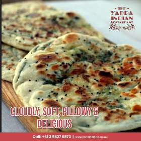 The best garlic naan bread from The Yarra Indian Restaurant
