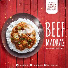 Tasty Beef Madras - The Yarra Indian Restaurant, South Yarra