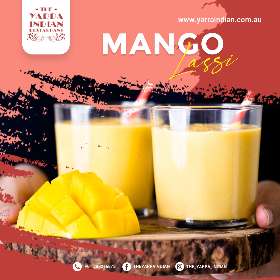 Refreshing Mango Lassi from the Yarra Indian Restaurant, South Yarra