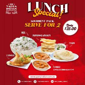 Lunch Special Gourment Pack for 2 in South Yarra | The Yarra Indian Restaurant
