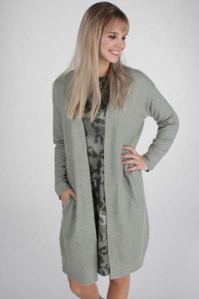 Yaya Long Classic Cardigan - Mint Green