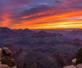 Panoramic sunset view from Shoshone Point overlooking the Grand Canyon’s vast layers