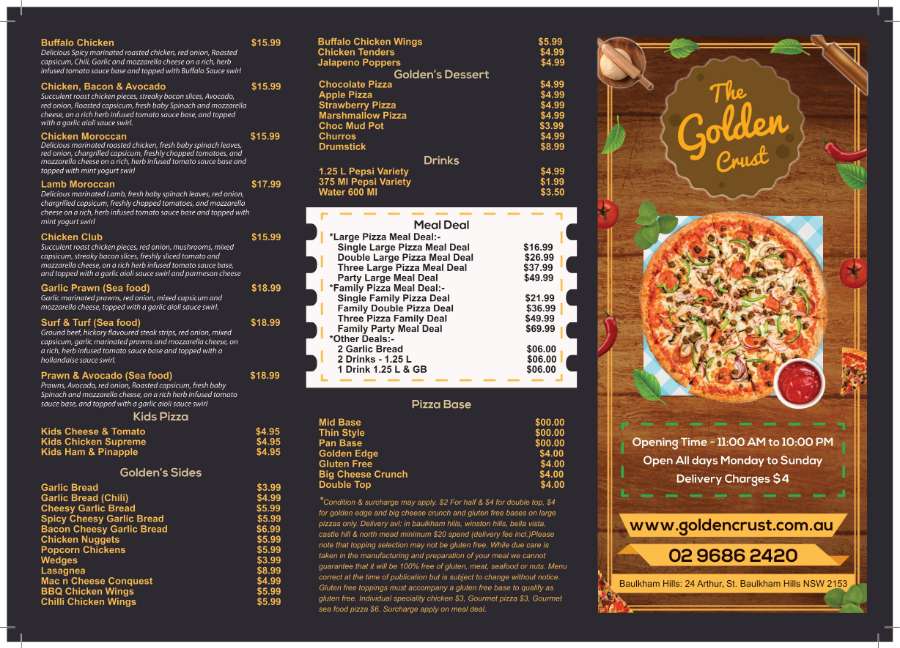 The Golden Crust Menu