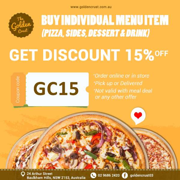 15% OFF FOR INDIVIDUAL MENU ITEM!