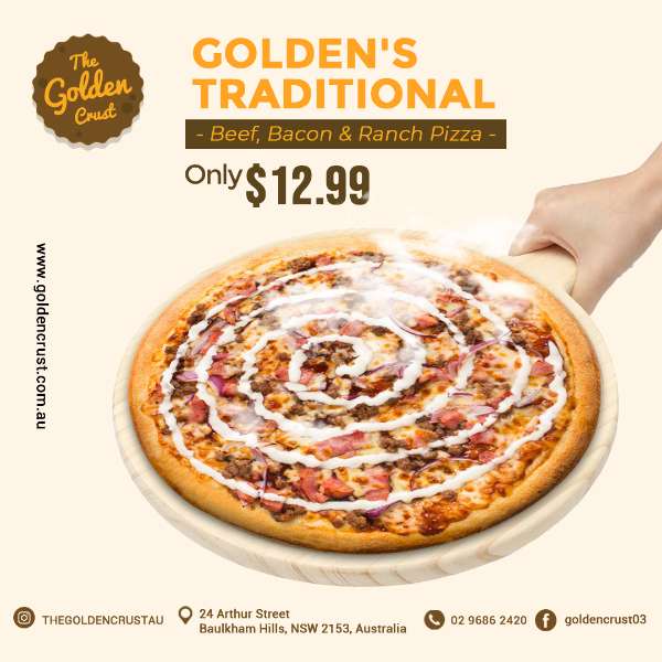 BEEF, BACON & RANCH PIZZA