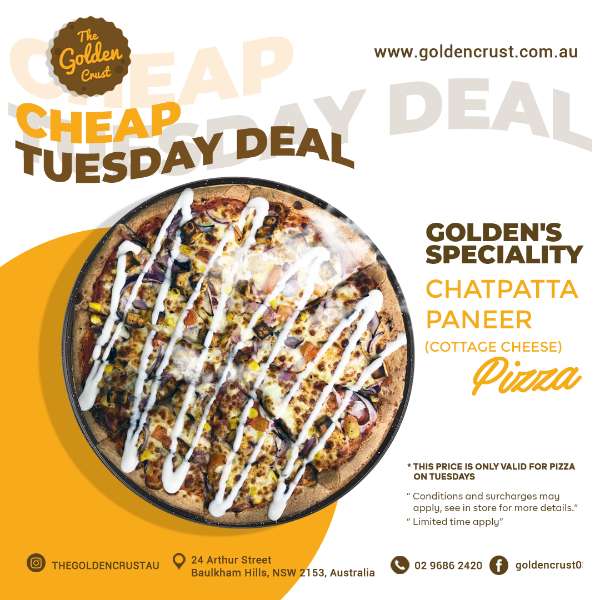 GOLDEN'S SPECIALITY: CHATPATTA PANEER PIZZA