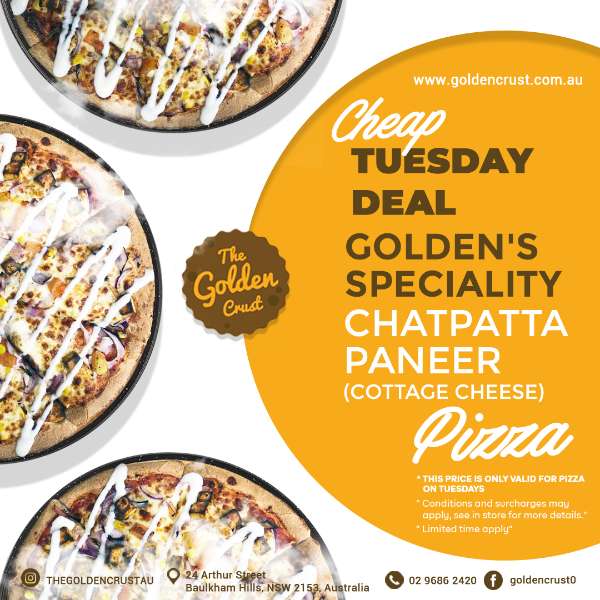 GOLDEN CRUST SPECIALITY: CHATPATTA PANEER PIZZA