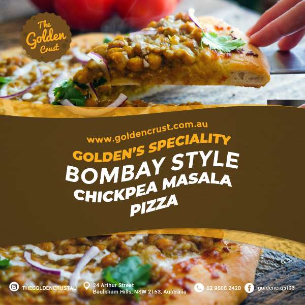 GOLDEN CRUST'S BOMBAY STYLE CHICKPEA MASALA PIZZA