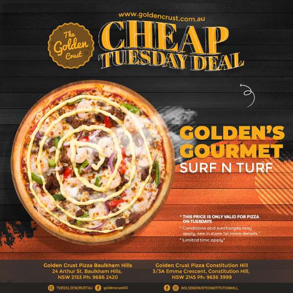 Golden Crust's Surf n Turf Pizza