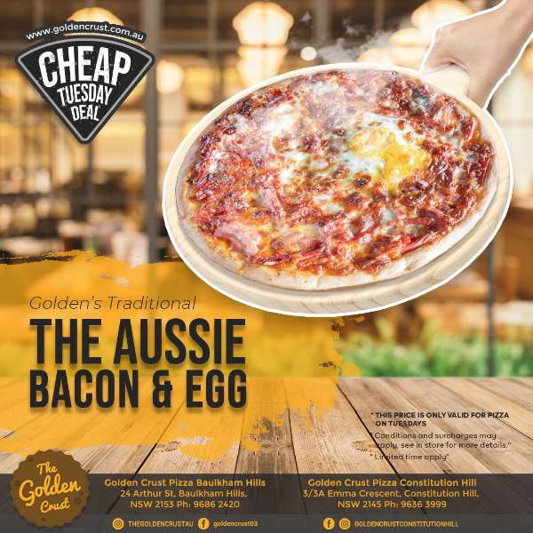 Golden Crust's Aussie Bacon & Egg Pizza