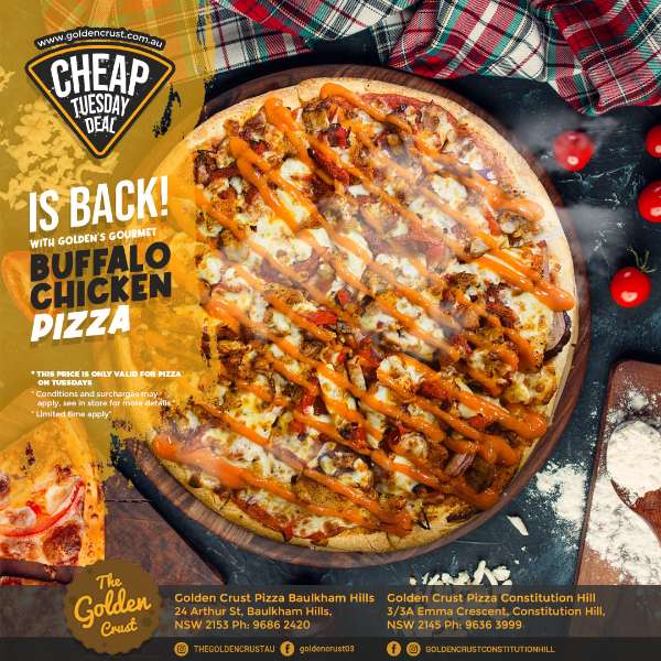 Golden’s Gourmet Buffalo Chicken Pizza