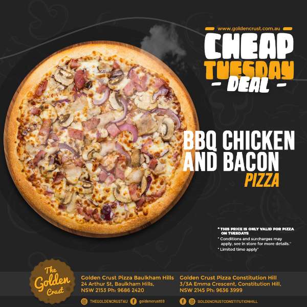 Golden's Traditional BBQ Chicken and Bacon Pizza
