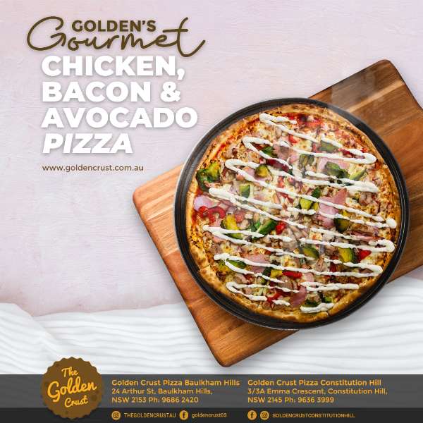Golden’s Gourmet Chicken Bacon and Avocado Pizza
